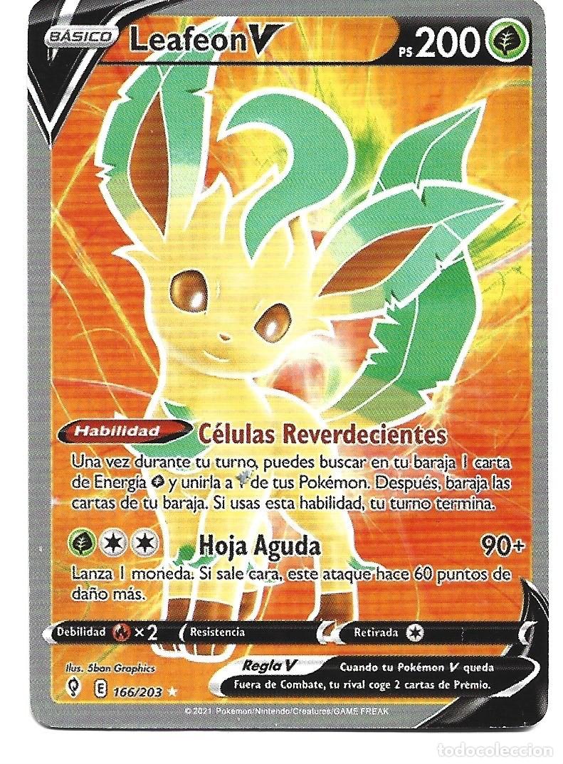 Fu&szlig;ball-Sticker: CROMO DE PANINI DE POK&Eacute;MON A&Ntilde;O 2021 DE BASICO LEAFEON V PS 200N&ordm;166/203