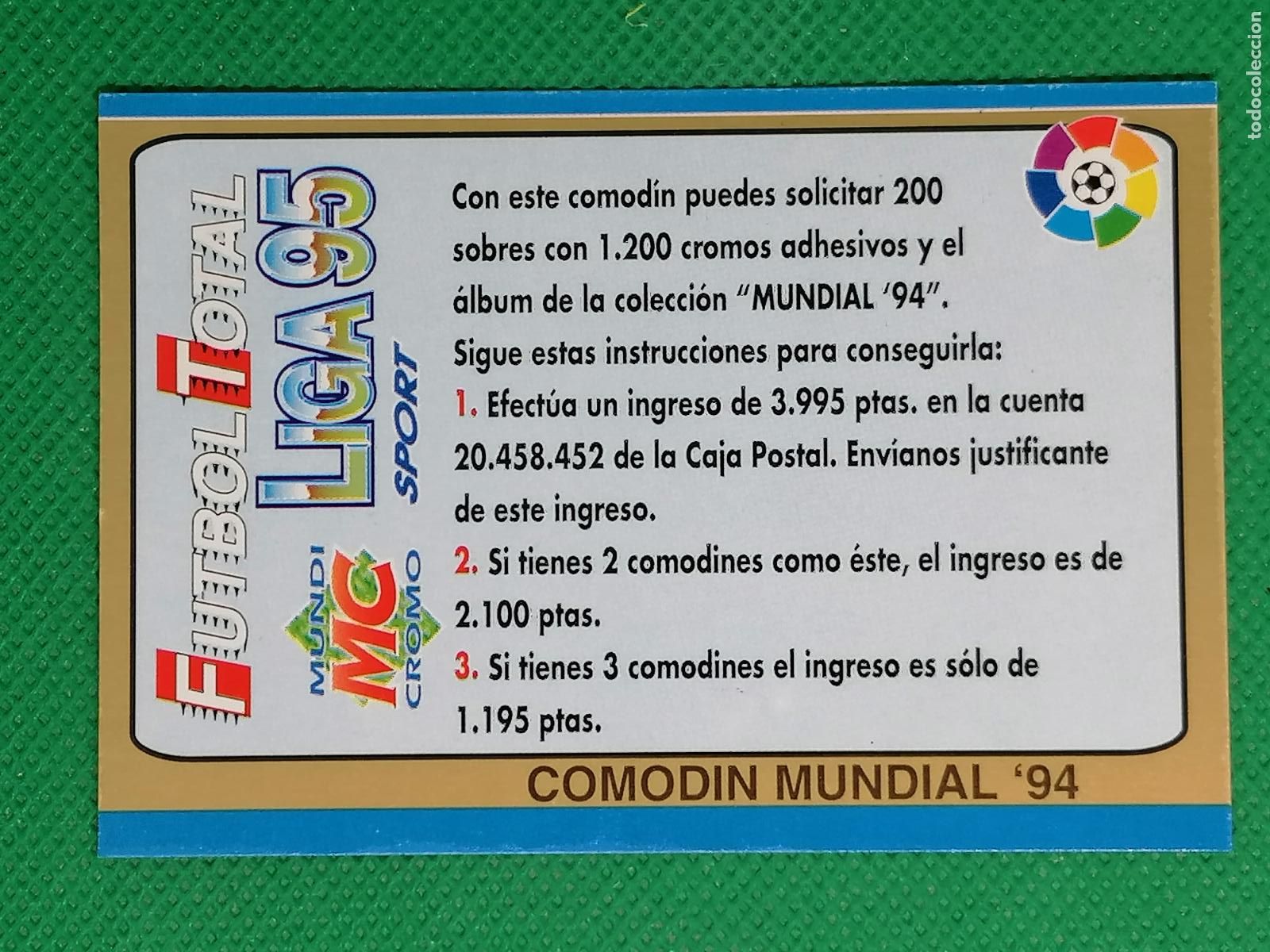 Cromos de Futebol: COMODIN MUNDIAL &acute;94 ⚽ FUTBOL TOTAL LIGA 95 MUNDICROMO SPORT ⚽