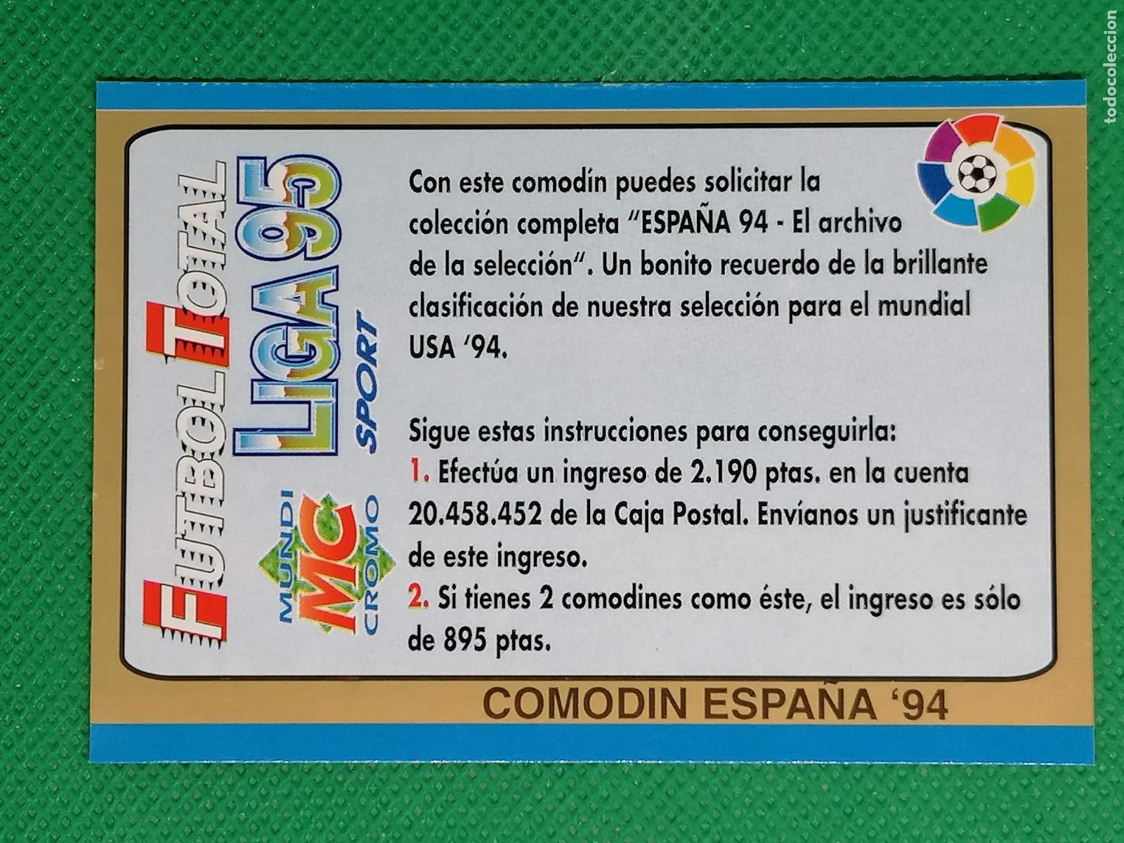 Cromos de Futebol: COMODIN MUNDIAL &acute;94 ⚽ FUTBOL TOTAL LIGA 95 MUNDICROMO SPORT ⚽