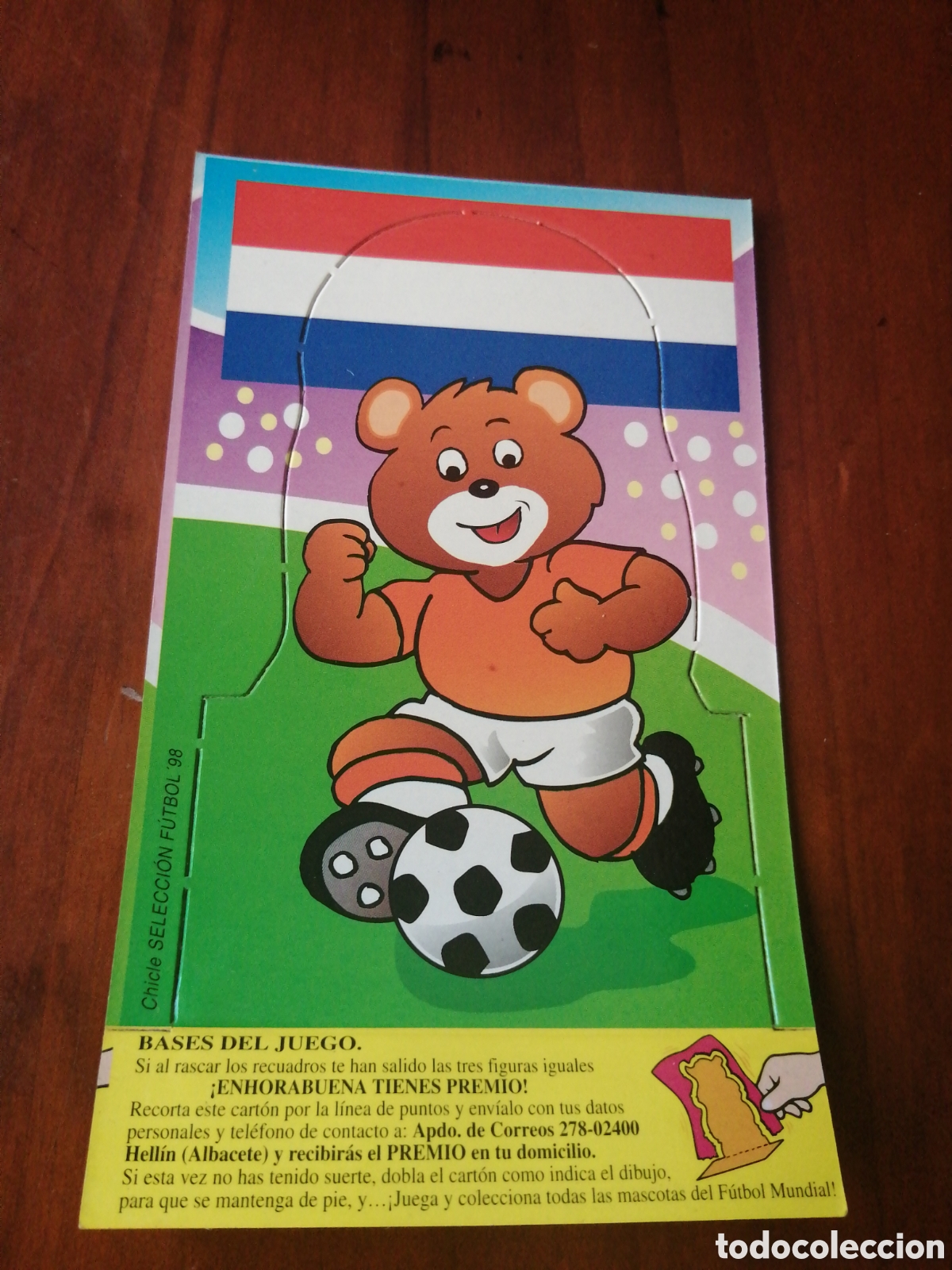 Cromos de F&uacute;tbol: TARJETA RASCA Y GANA CROMO CHICLE SELECCION FUTBOL 98 1998 MASCOTA COLECCIONABLE HOLANDA