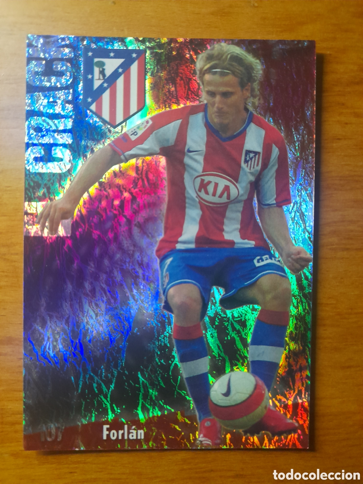 Cromos de f&uacute;tbol: 107 Forlan Jaspeado puntas Cuadradas Mundicromo 2008/2009