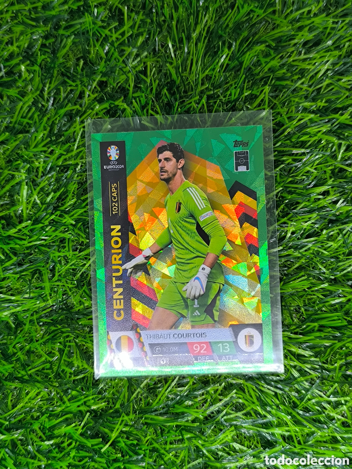 Cromos de F&uacute;tbol: CC 2 courtois Green esmerald paralela verde match attax euro 2024