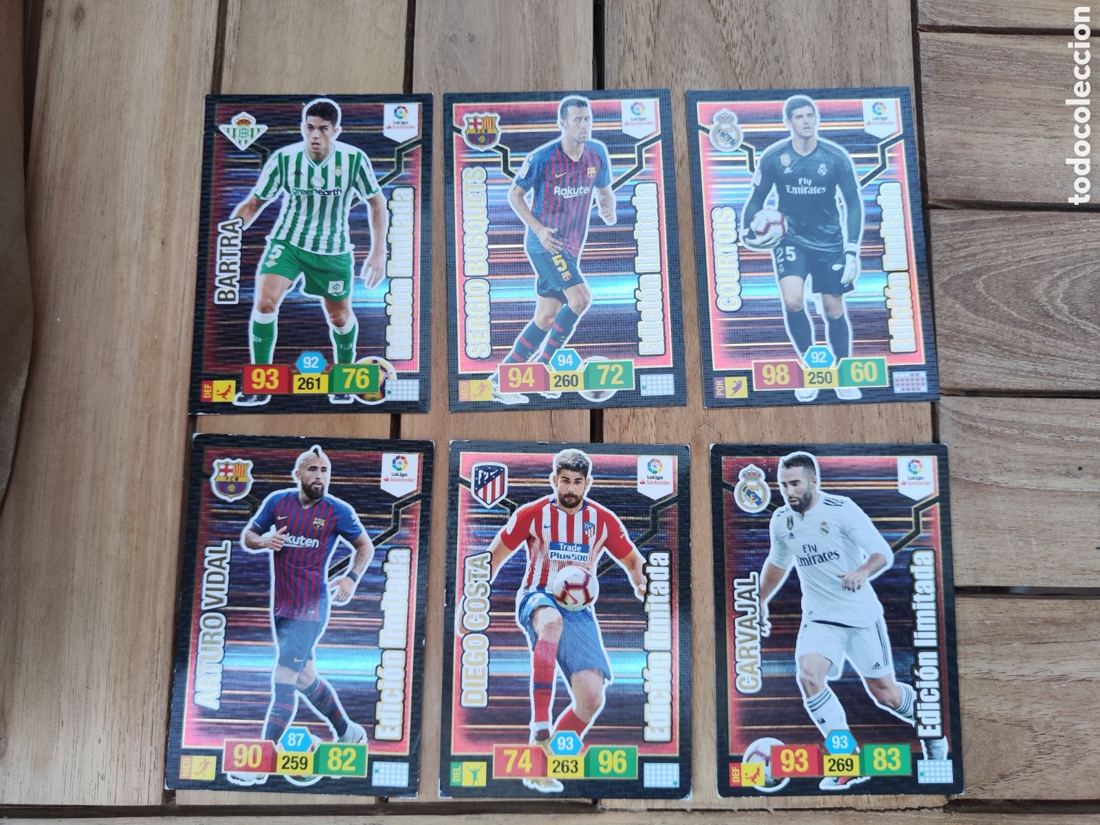 Cromos de F&uacute;tbol: Adrenalyn 18 19 lote 6 edici&oacute;n limitada Bartra Busquets Courtois Vidal Costa Carvajal
