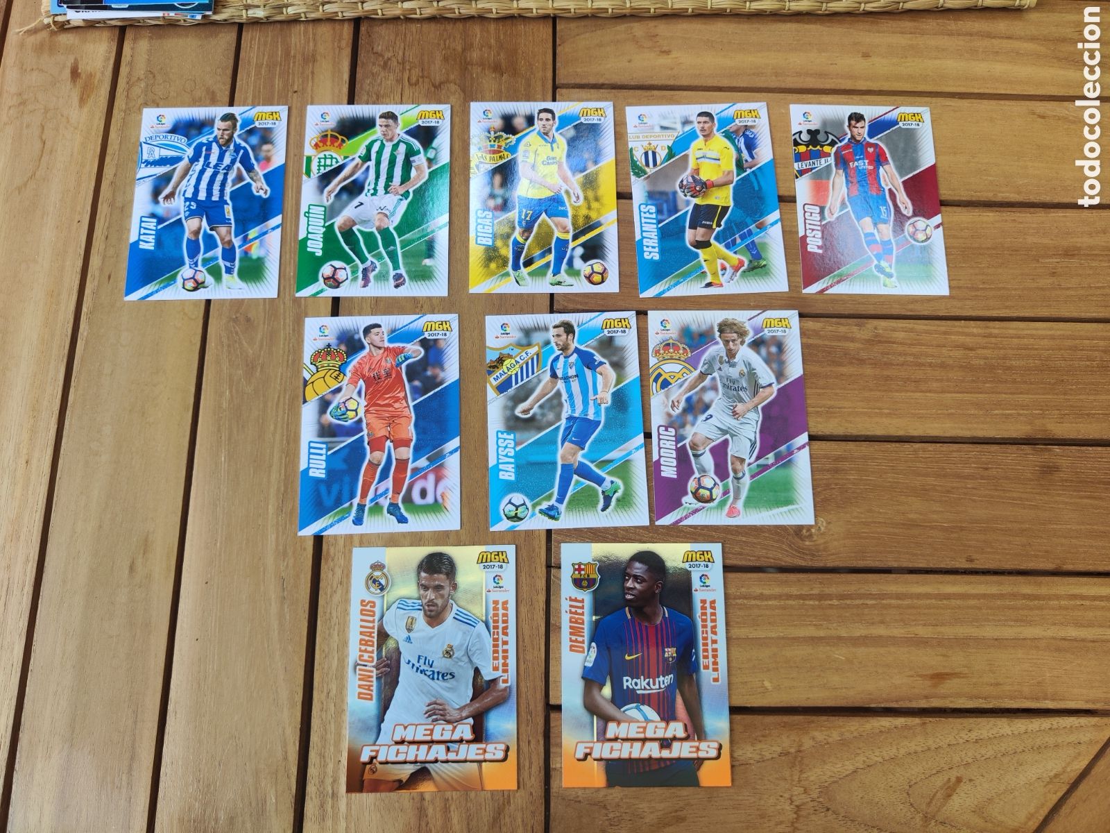 Cromos de F&uacute;tbol: Lote 10 cards Megacracks 17 18 buen estado en general Modric Dembele Ceballos edici&oacute;n limitada