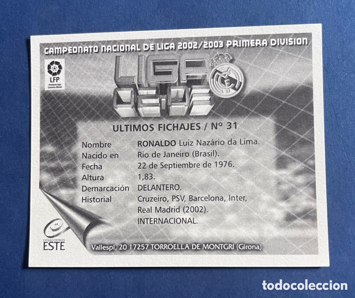 Cromos de f&uacute;tbol: RONALDO ESTE 2002-2003 - Foto 2