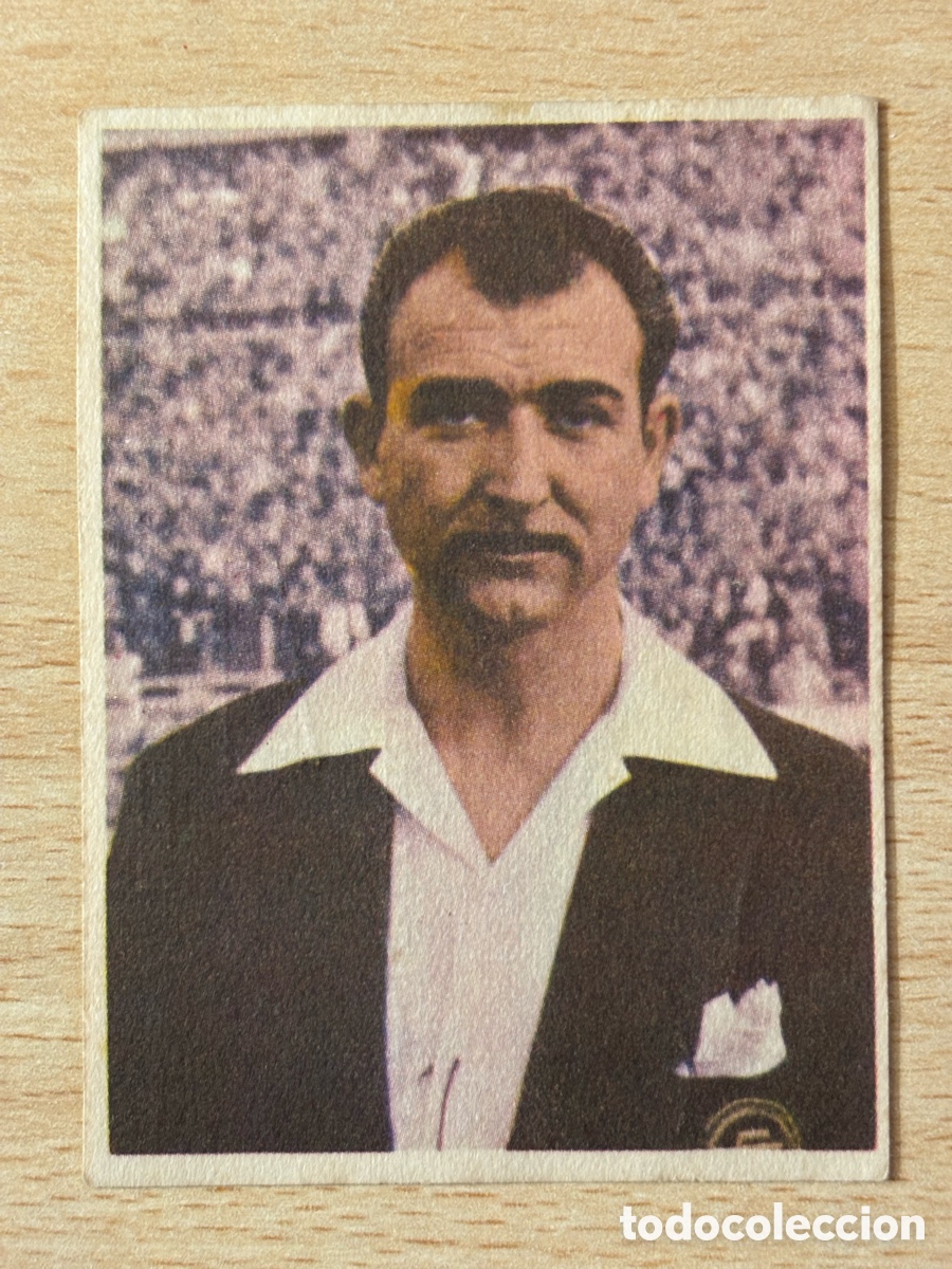 Fu&szlig;ball-Sticker: # 153 Azon &Aacute;rbitro Colegiado F&uacute;tbol y ases en acci&oacute;n Ed. Triunfo 1959-60 sin pegar chocolate