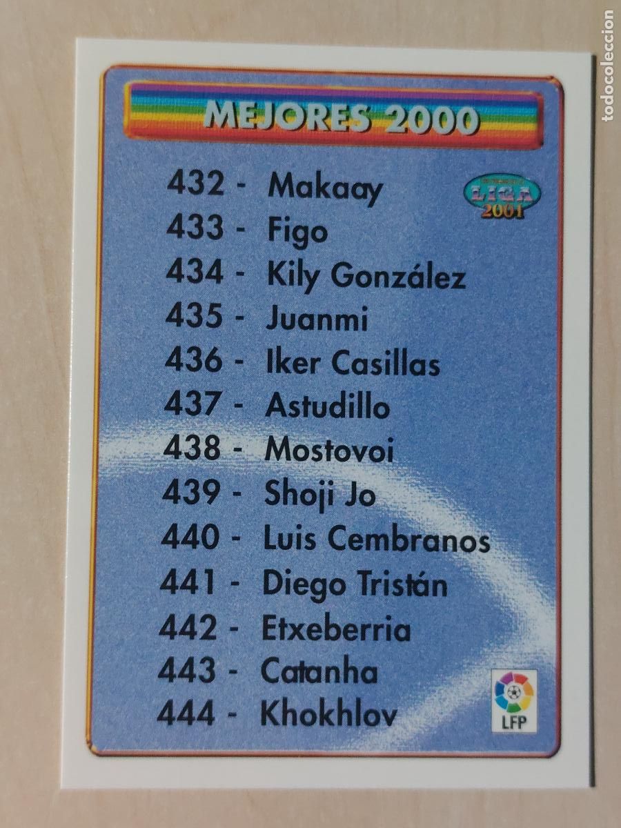 Fu&szlig;ball-Sticker: N&ordm; 431 INDICE MEJORES 2000 - LAS FICHAS DE LA LIGA 2001 - MUNDICROMO -