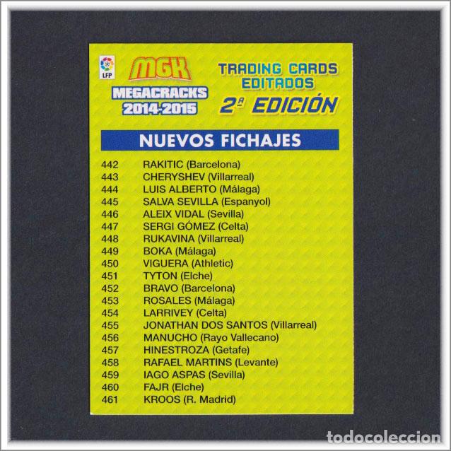 Cromos de f&uacute;tbol: MEGACRACKS 2014 2015 14 15 PANINI INDICE 2 - SEGUNDA 2&ordf; EDICI&Oacute;N FICHAJES ALBUM MEGA CRACKS MGK