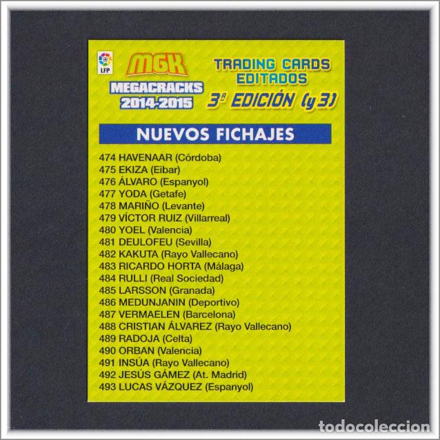 Cromos de Futebol: MEGACRACKS 2014 2015 14 15 PANINI INDICE 3 - TERCERA 3&ordf; EDICI&Oacute;N 3 FICHAJES ALBUM MEGA CRACKS MGK
