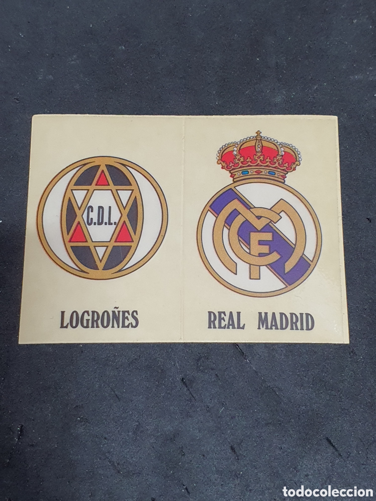 Fu&szlig;ball-Sticker: Escudos Logro&ntilde;es y Real Madrid F&Uacute;TBOL '90
