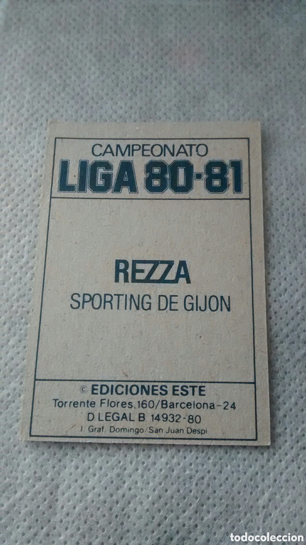 Cromos de f&uacute;tbol: 1980 80 81 1981 ESTE REZZA, SPORTING (A2) - Foto 2