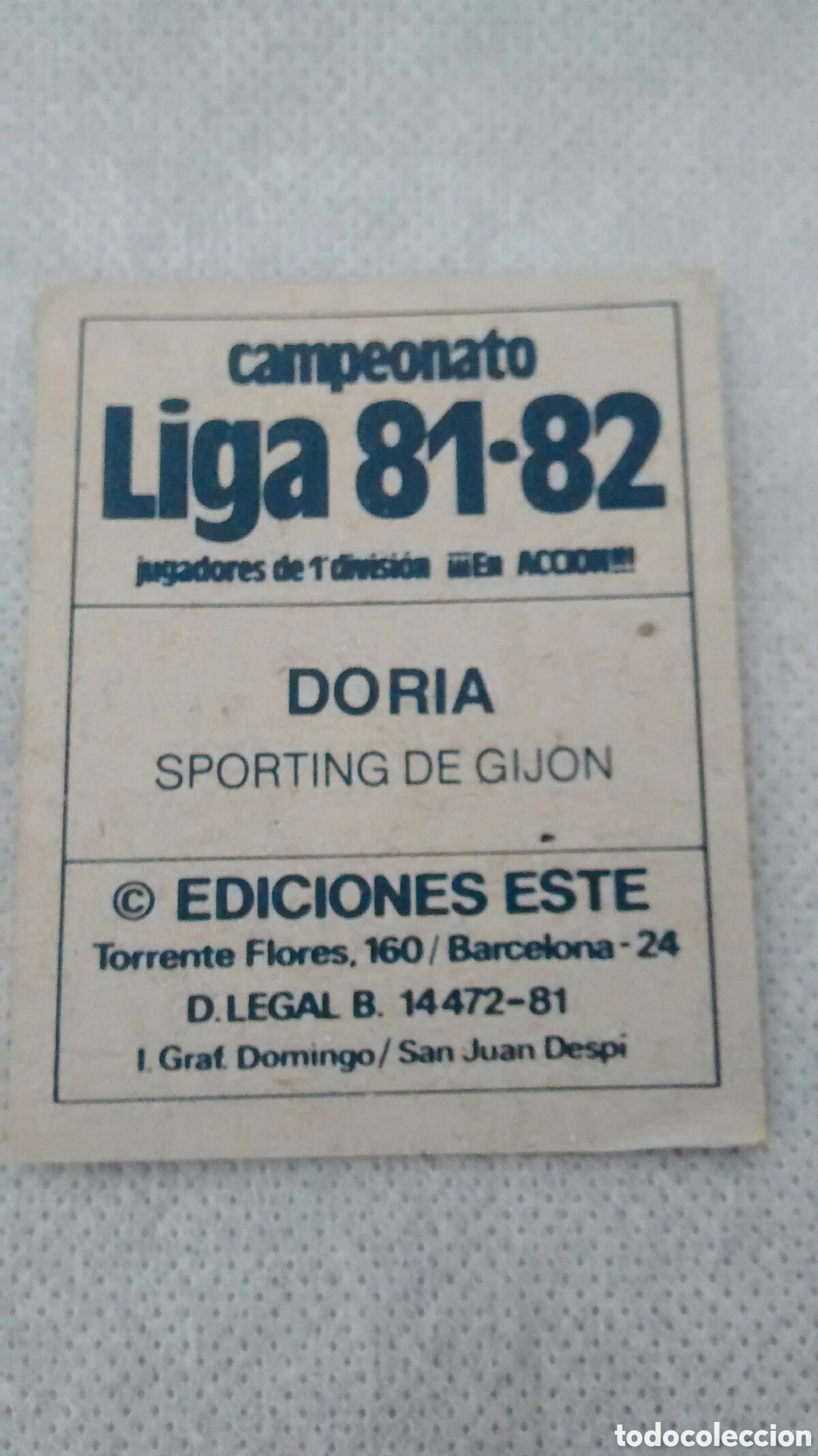 Cromos de f&uacute;tbol: 81 82 1981 1982 ESTE DORIA, SPORTING - Foto 2