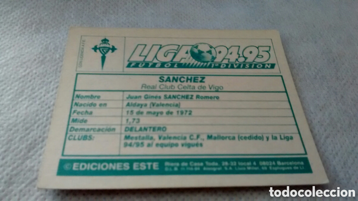 Cromos de f&uacute;tbol: 94 95 1994 1995 ESTE SANCHEZ, CELTA - Foto 2