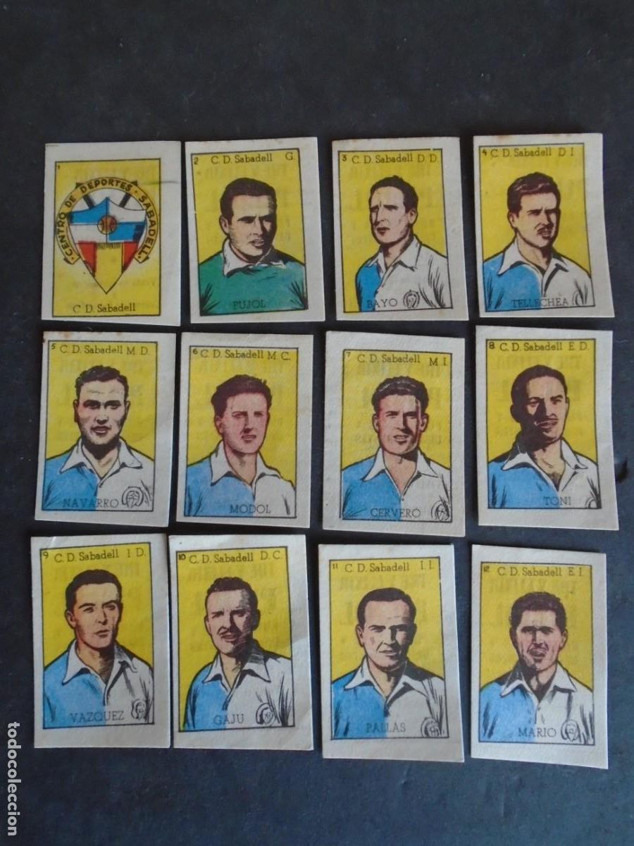 Cromos de F&uacute;tbol: (F-240705-C)C.D.SABADELL 1948/49 - 12 cromos Equipo completo - THE y ELIXIR PUJOL ( BRUGUERA )