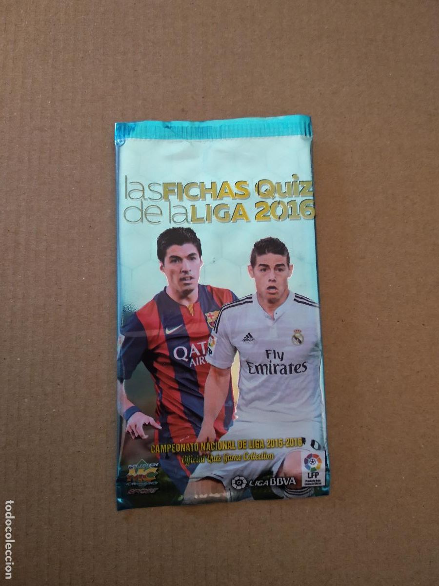 Cromos de f&uacute;tbol: SOBRE VACIO CROMO FICHAS 15-16 MUNDICROMO 2015-2016 LUIS SUAREZ JAMES RODRIGUEZ PRECIO 0,5&euro;