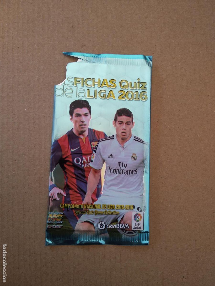 Cromos de f&uacute;tbol: SOBRE VACIO CROMO FICHAS 15-16 MUNDICROMO 2015-2016 LUIS SUAREZ JAMES RODRIGUEZ SIN PRECIO