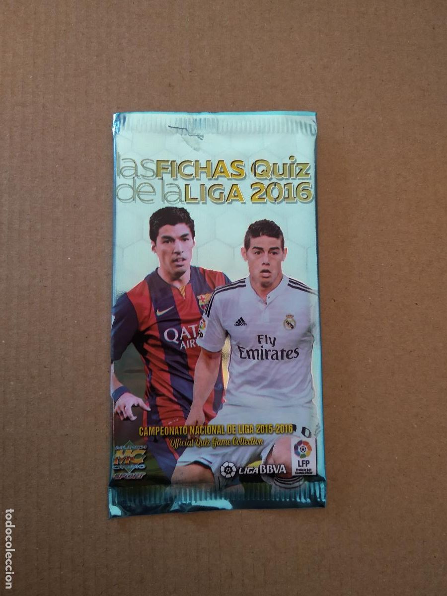 Cromos de f&uacute;tbol: SOBRE VACIO CROMO FICHAS 15-16 MUNDICROMO 2015-2016 LUIS SUAREZ JAMES RODRIGUEZ SIN PRECIO