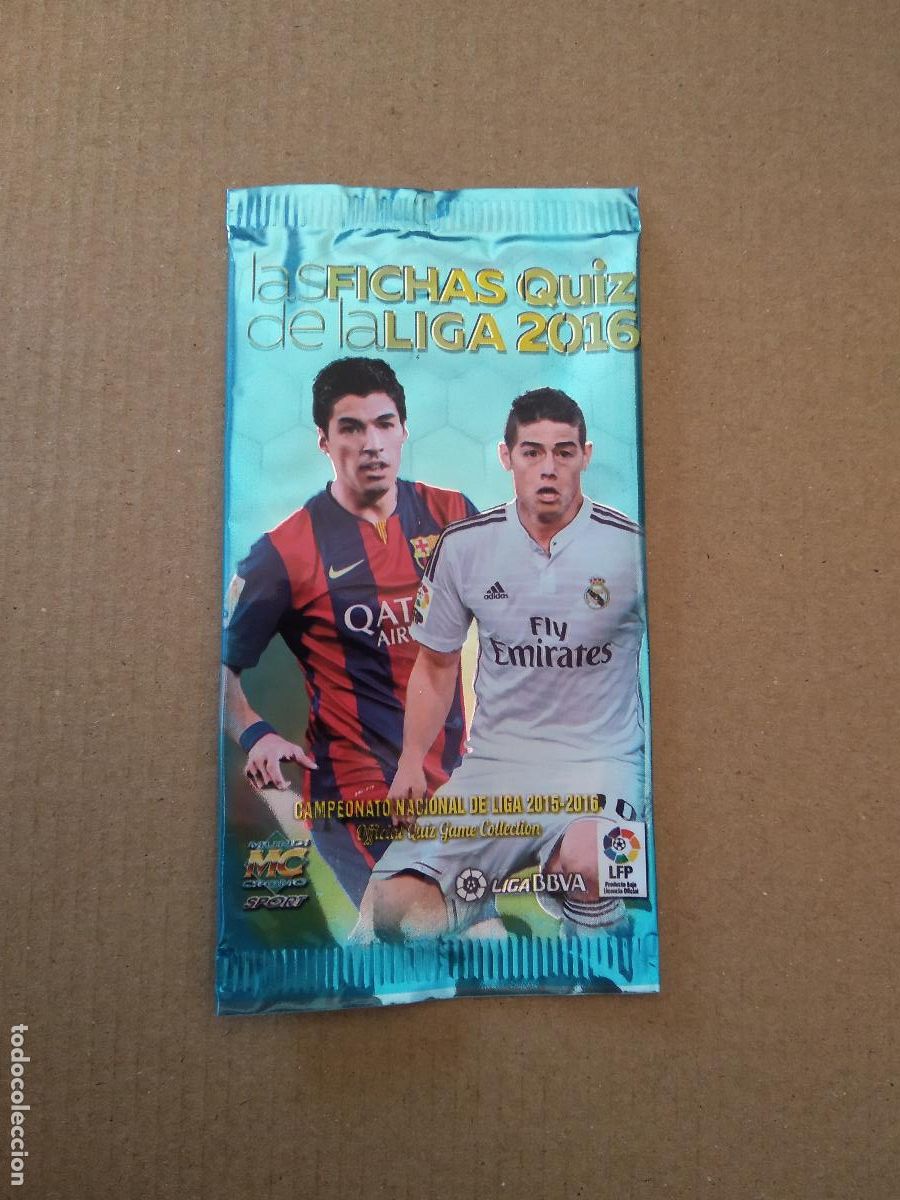 Cromos de f&uacute;tbol: SOBRE VACIO CROMO FICHAS 15-16 MUNDICROMO 2015-2016 LUIS SUAREZ JAMES RODRIGUEZ SIN PRECIO