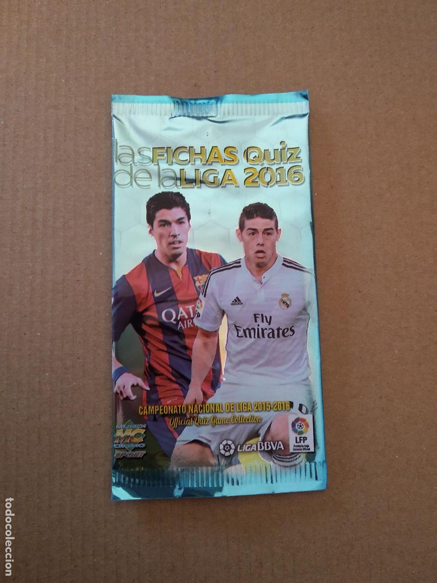 Cromos de f&uacute;tbol: SOBRE VACIO CROMO FICHAS 15-16 MUNDICROMO 2015-2016 LUIS SUAREZ JAMES RODRIGUEZ SIN PRECIO