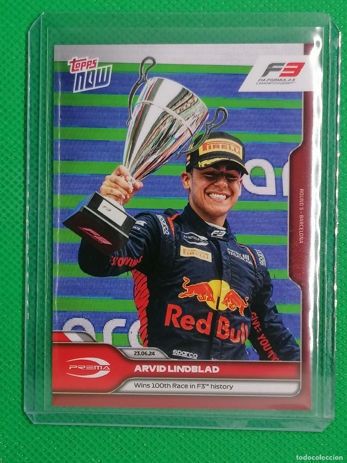 Cromos de F&uacute;tbol: #032 TOPPS NOW F1 FORMULA 1 ARVID LINDBLAD WINS 100 RACE IN F3 23.06.24 2024