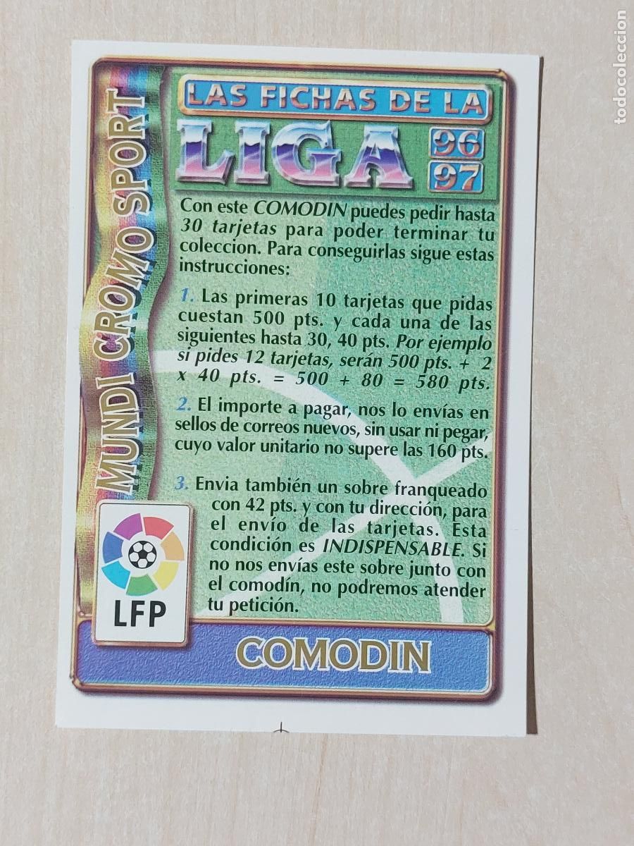 Football Stickers: BONO COMODIN - MUNDICROMO 96 97 FICHAS DE LA LIGA - 30 TARJETAS