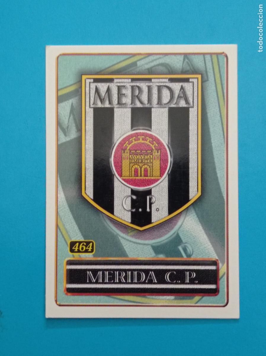 Fu&szlig;ball-Sticker: 464 M&Eacute;RIDA C.P. ESCUDO/ESTADIO. MUNDICROMO LAS FICHAS DE LA LIGA 2001
