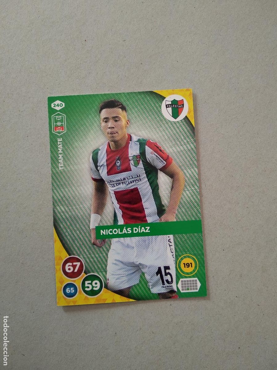 Cromos de F&uacute;tbol: 240 NICOLAS DIAZ PALESTINO CROMO FUTBOL PANINI ADRENALYN LIGA CHILE 2019