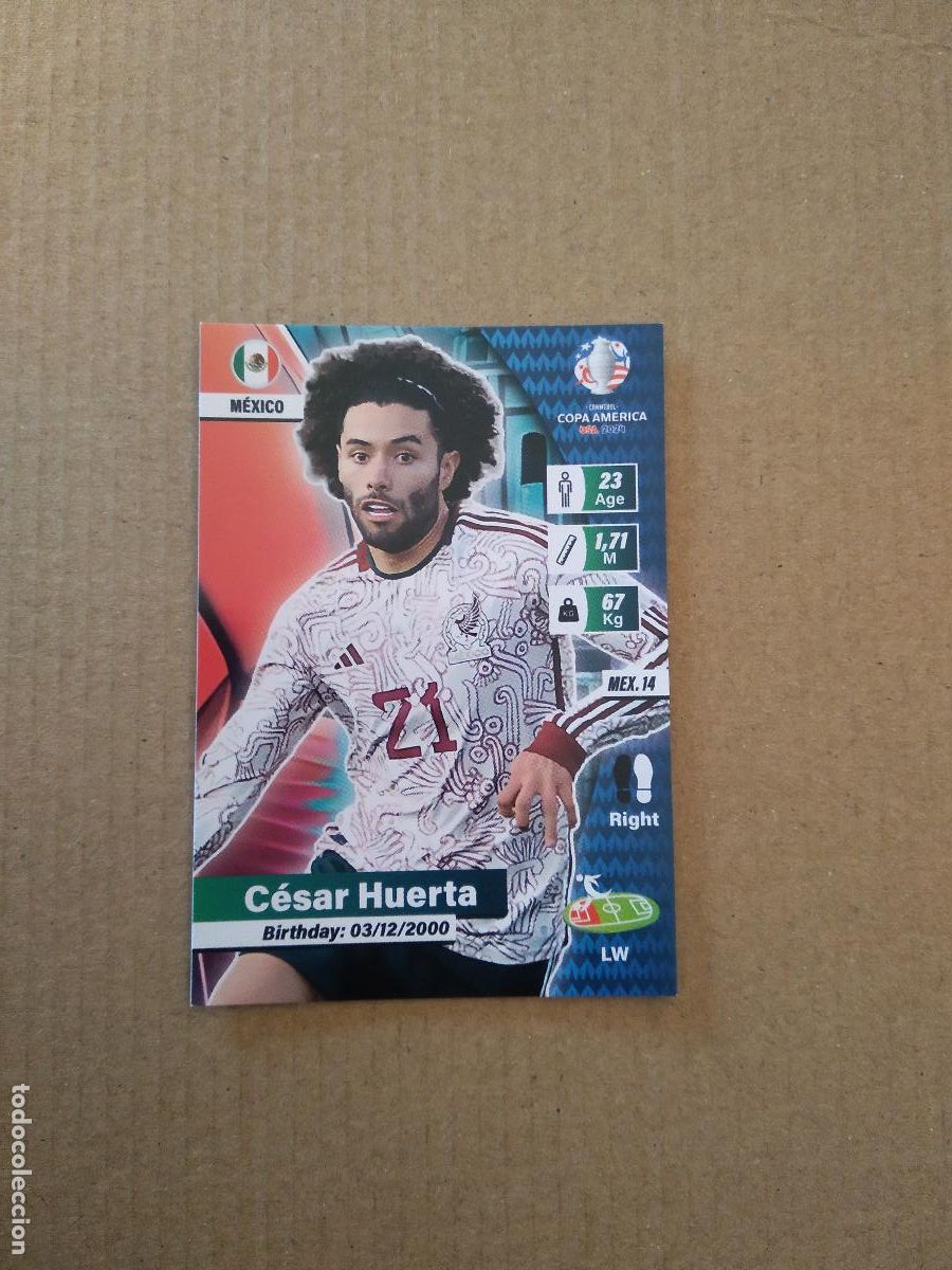Cromos de F&uacute;tbol: MEX 14 CESAR HUERTA MEXICO CROMO TARJETA FUTBOL COPA AMERICA 2024 FLASH EDITION
