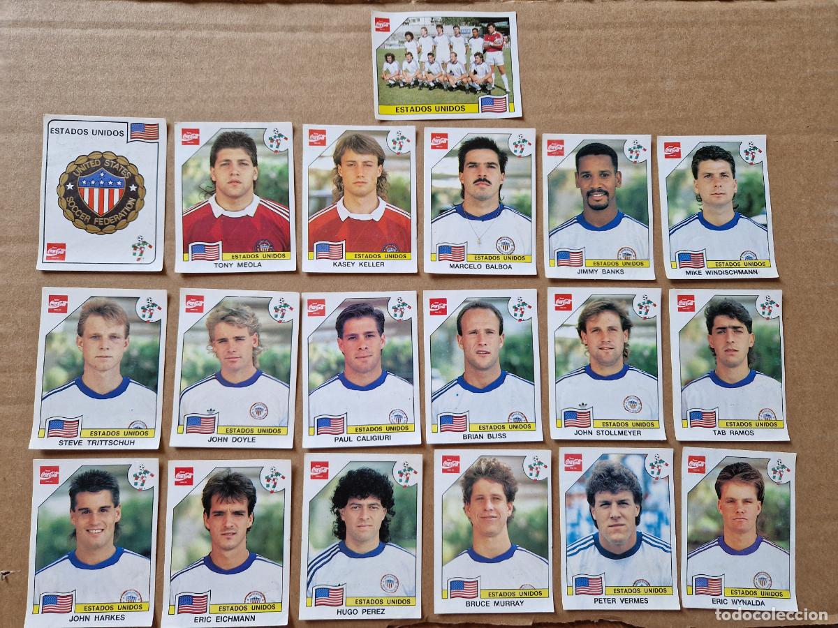 Fu&szlig;ball-Sticker: EQUIPO COMPLETO ESTADOS UNIDOS USA MUNDIAL ITALIA 90 EDITORIAL PANINI - COCA COLA ORIGINALES