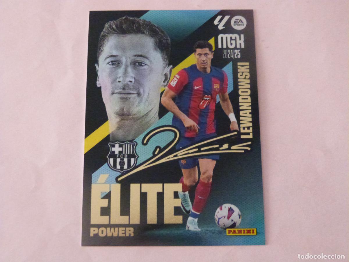 Cromos de F&uacute;tbol: TRADING CARD FUTBOL LEWANDOWSKI FC BARCELONA ELITE POWER FIRMADO P 8 LIGA MEGACRACKS 2024-2025/24-25