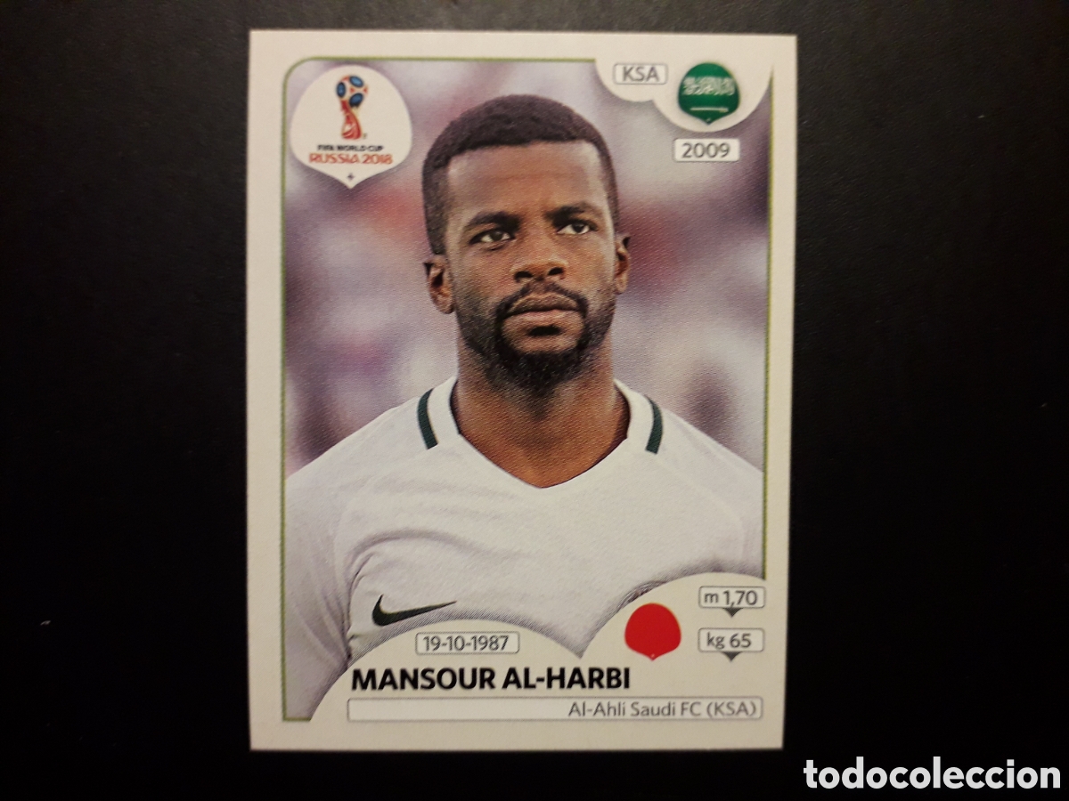 Cromos de Futebol: AL HARBI ARABIA SAUD&Iacute; MUNDIAL F&Uacute;TBOL RUSIA RUSSIA 2018 N&deg; 57 PANINI SIN PEGAR PEDIDO M&Iacute;NIMO 3&euro;
