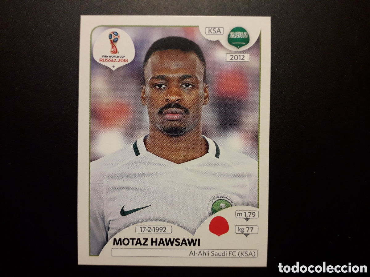 Cartes &agrave; collectionner de Football: MOTAZ HAWSAWI ARABIA SAUD&Iacute; MUNDIAL F&Uacute;TBOL RUSIA RUSSIA 2018 N&deg; 60 PANINI SIN PEGAR PEDIDO M&Iacute;NIMO 3&euro;.
