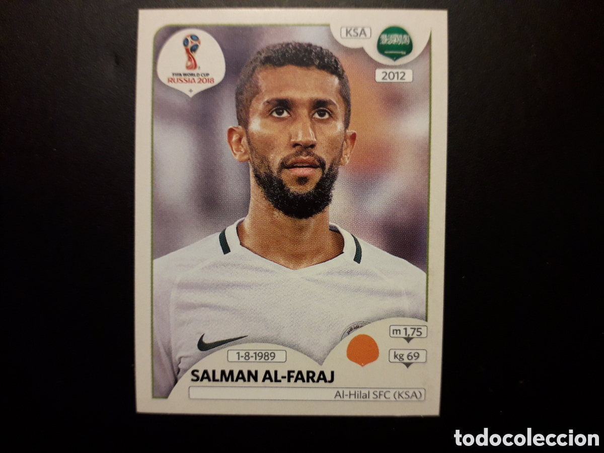 Cartes &agrave; collectionner de Football: AL FARAJ ARABIA SAUD&Iacute; MUNDIAL F&Uacute;TBOL RUSIA RUSSIA 2018 N&deg; 63 PANINI SIN PEGAR PEDIDO M&Iacute;NIMO 3&euro;
