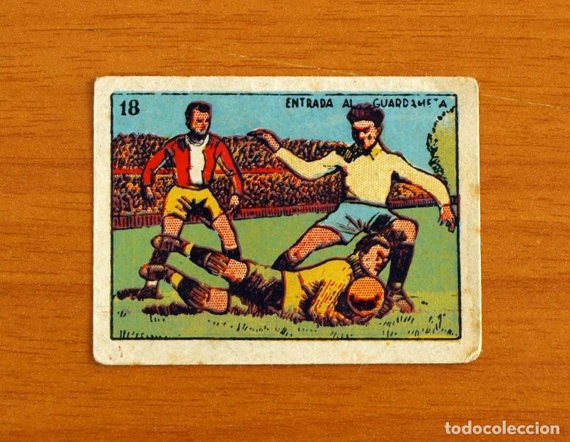 Fu&szlig;ball-Sticker: Cromos Cultura -N&ordm; 18 Entrada al Guardameta -Reglamento del Juego del F&uacute;tbol -Bruguera -Nunca Pegado