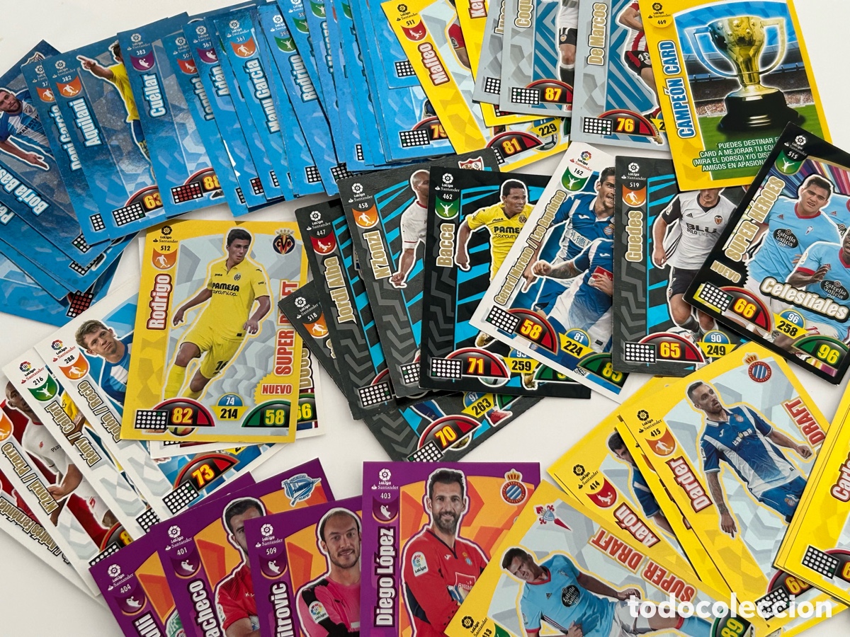 Cromos de F&uacute;tbol: LOTE 59 CROMOS ADRENALYN. LIGA 2017/2018. 17 18. NINGUNO REPETIDO