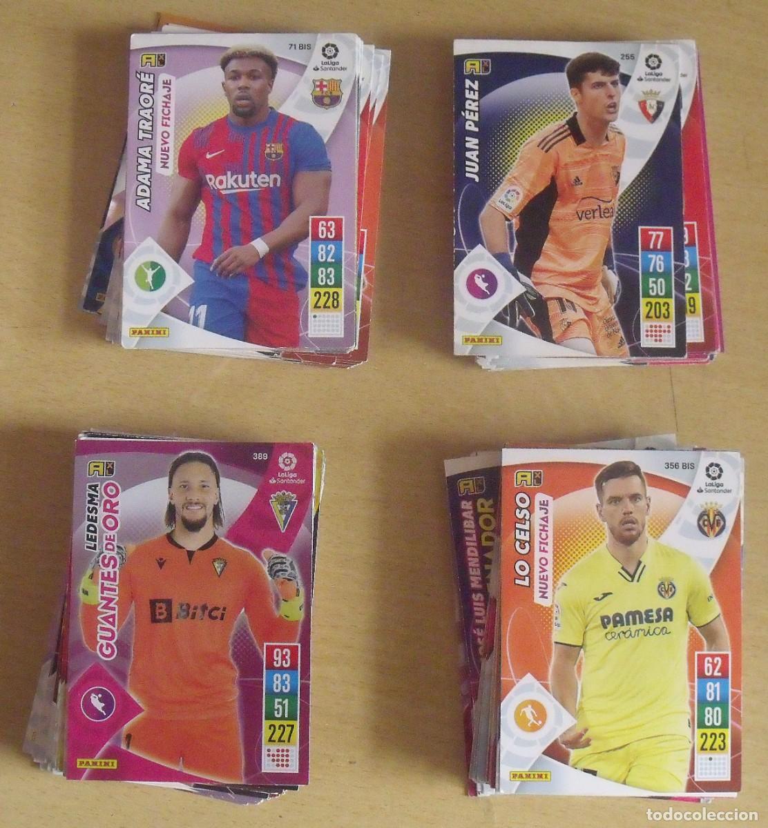 Cromos de F&uacute;tbol: Adrenalyn. Panini. Liga 2021-2022. F&uacute;tbol. Lote 123 cromos. 9x6,5 cm. Algunos repetidos.