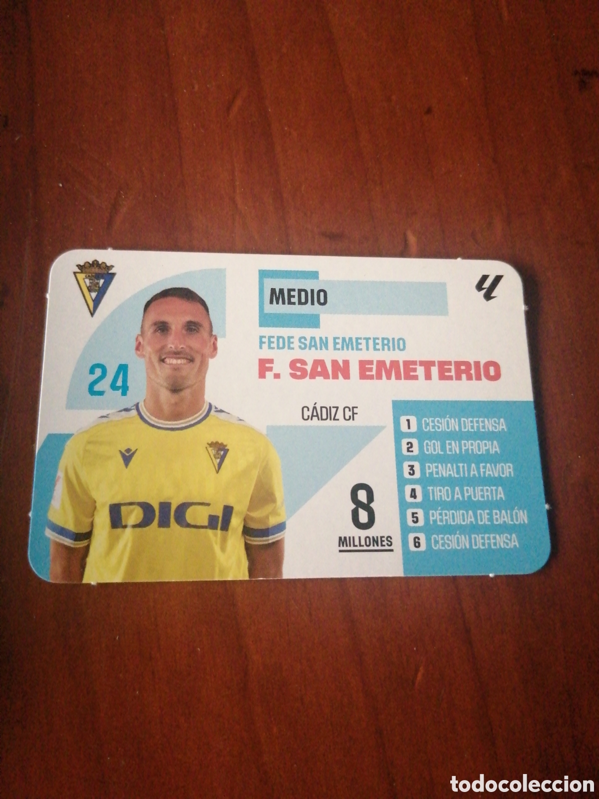 Cromos de F&uacute;tbol: EL JUEGO DE LA LIGA BORR&Aacute;S 2023 2024 23 24 CROMO FICHA CADIZ CF F. SAN EMETERIO