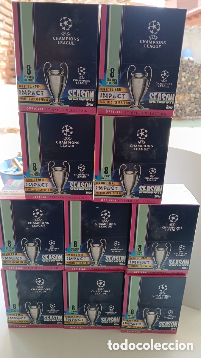 Football Stickers: TOPPS UEFA CHAMPIONS LEAGUE 23/24 STICKERS - 10 CAJAS PRECINTADAS DE F&Aacute;BRICA