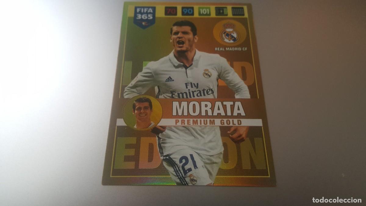 Cromos de f&uacute;tbol: LOTE PANINI ADRENALYN XL FIFA 365 2017 PREMIUM GOLD MORATA REAL MADRID