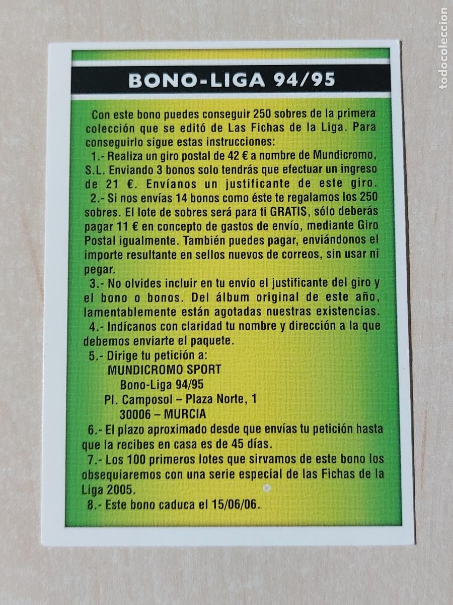 Fu&szlig;ball-Sticker: BONO LIGA 94 95 - LAS FICHAS DE LA LIGA 2006 - MUNDICROMO -