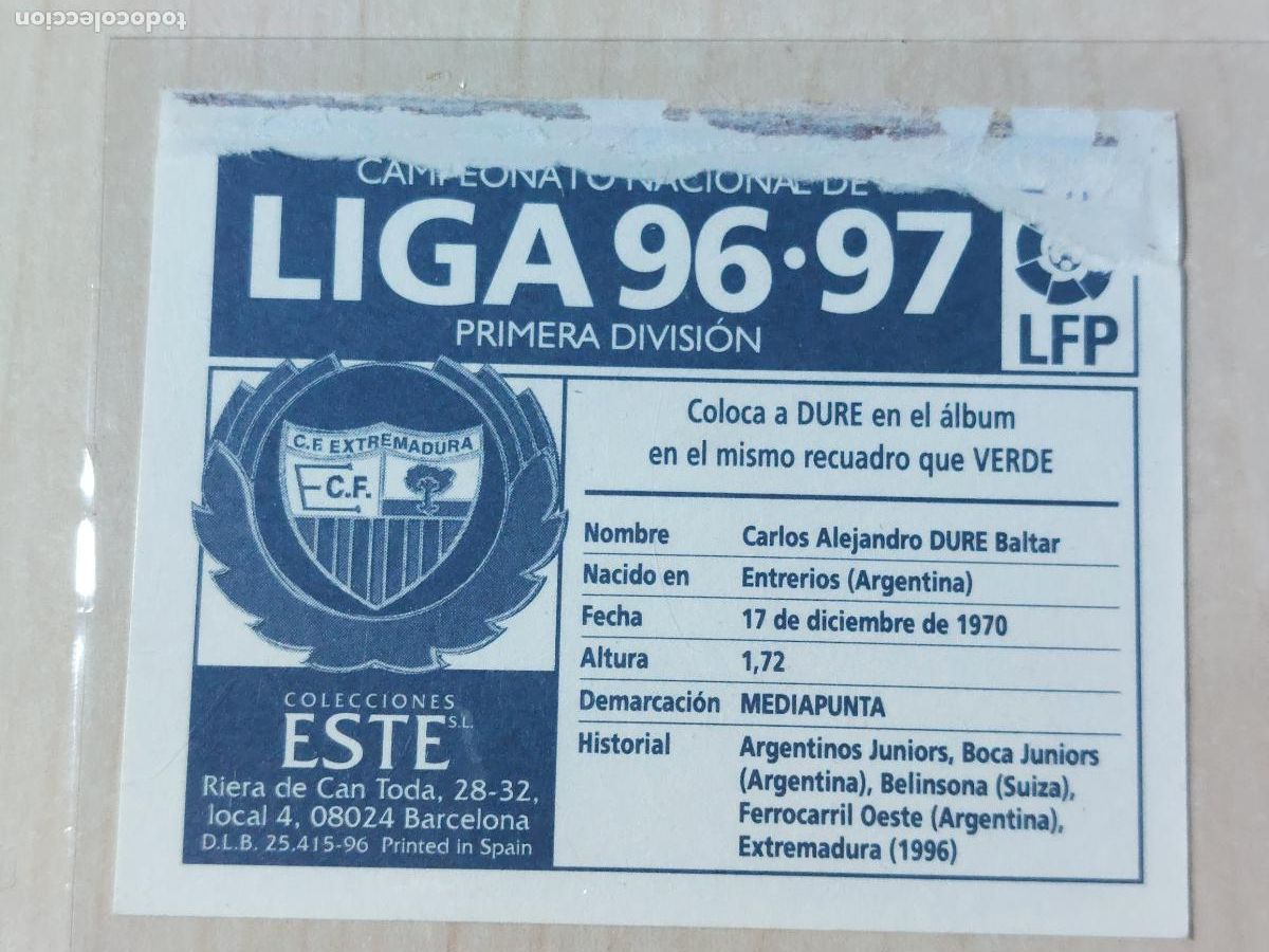 Cromos de f&uacute;tbol: COMPLETA TU ALBUM ESTE 96 97 DURE - COLOCA - VENTANILLA - Foto 2