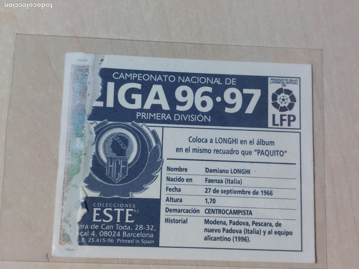 Cromos de f&uacute;tbol: COMPLETA TU ALBUM ESTE 96 97 LONGHI - COLOCA - VENTANILLA - Foto 2