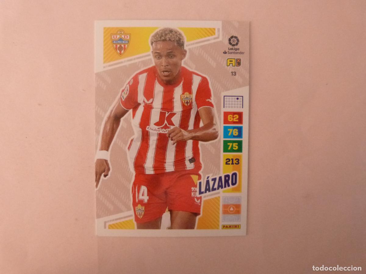 Cromos de f&uacute;tbol: TRADING CARD FUTBOL LAZARO U.D.ALMERIA N&ordm; 13 LIGA ADRENALYN XL 2022-2023/22-23