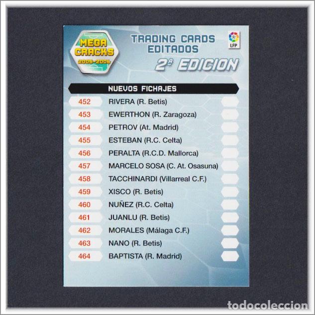 Cartes &agrave; collectionner de Football: MEGACRACKS 2005 2006 05 06 PANINI INDICE 2&ordf; EDICI&Oacute;N (NUEVOS FICHAJES) 2 - SEGUNDA ALBUM LIGA MGK