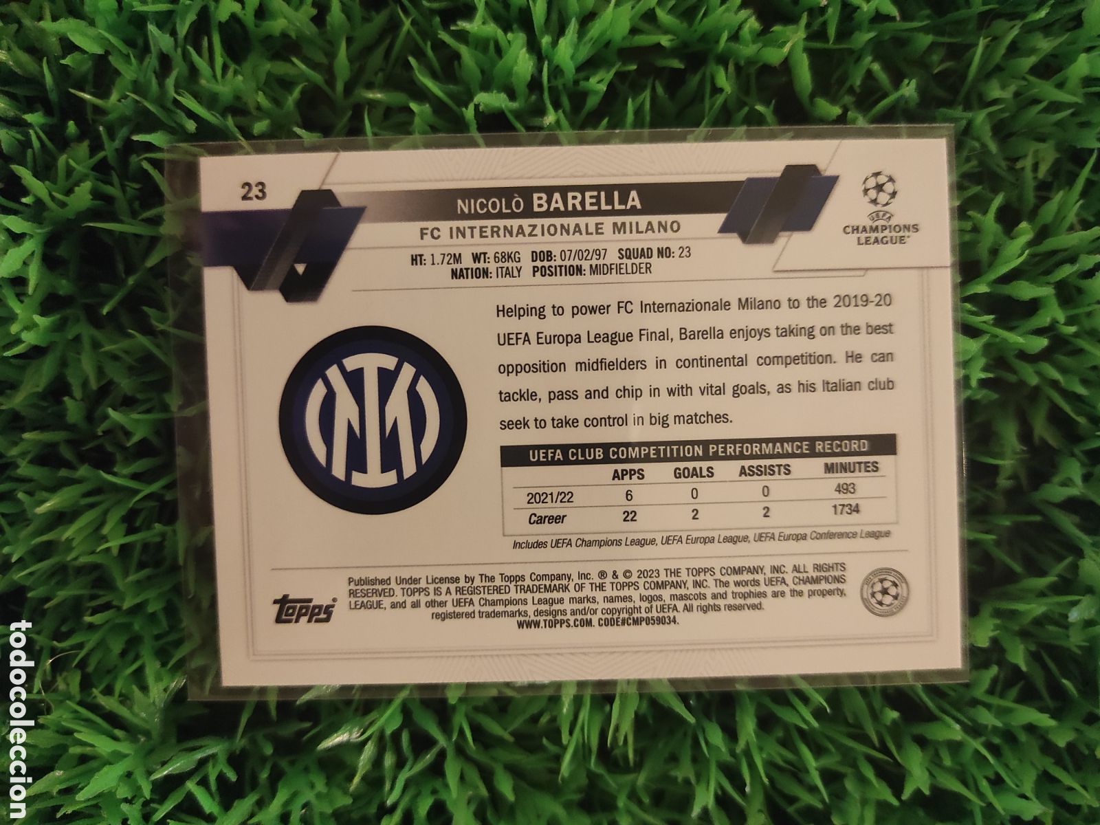 Cromos de f&uacute;tbol: Barella Inter De Milan Topps 22-23 # 23 - Foto 2