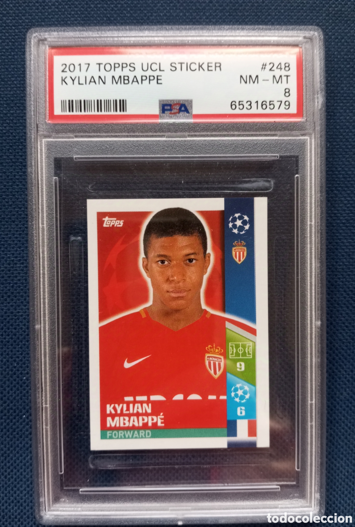 Cromos de f&uacute;tbol: Mbappe Rookie Monaco PSA 8 - Foto 1