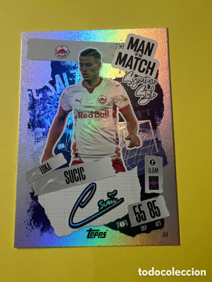 Fu&szlig;ball-Sticker: A40. MATCH ATTAX 2024/25 UCL CARD MAN OF THE MATCH SUCIC SALZBURG # 414 TOPPS AUTOGRAFO
