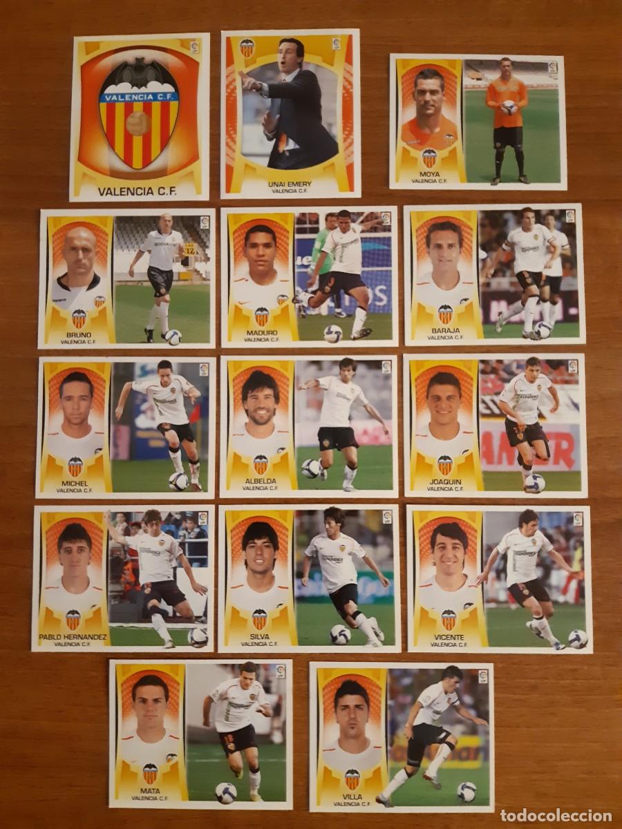 Football Stickers: LOTE 14 CROMOS DIFERENTES VALENCIA LIGA 09-10 ESTE 2009-2010. NUNCA PEGADOS