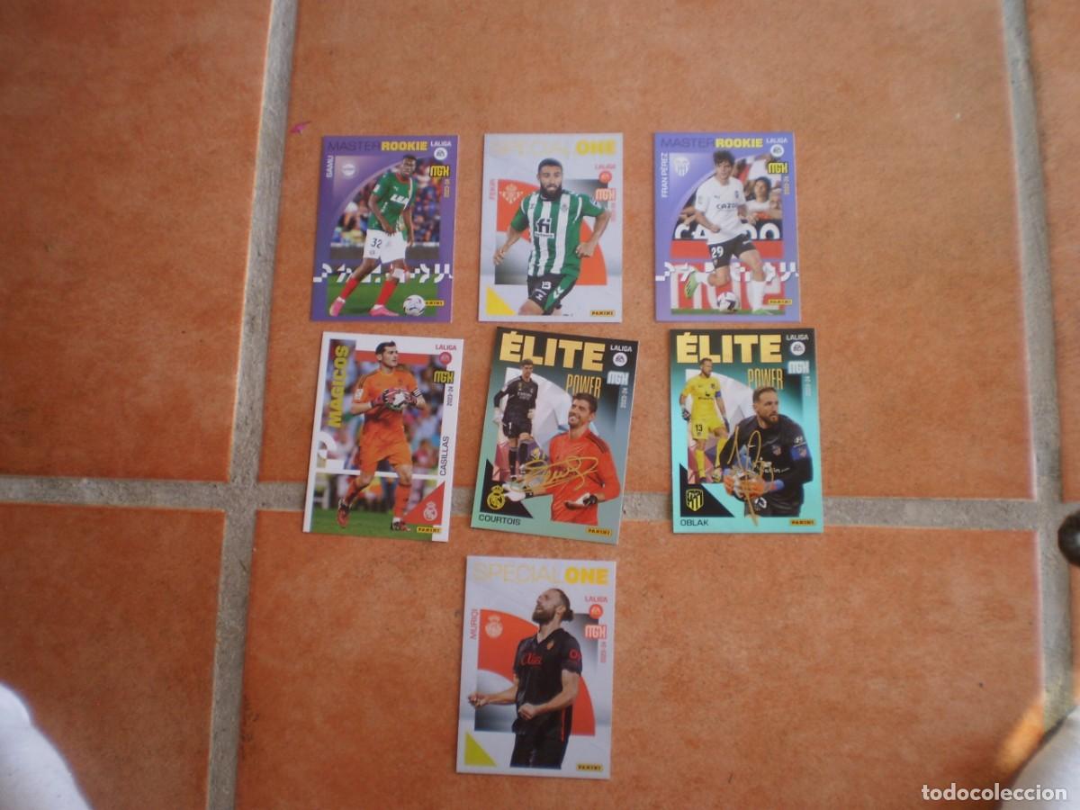 Cromos de F&uacute;tbol: 7 CARTAS FUTBOL. PANINI. 23-24. MEGACRAKS. ESPECIALES. 2 FIRMADAS. OBLAK-COURTOIS. BUENA CONSERVACI