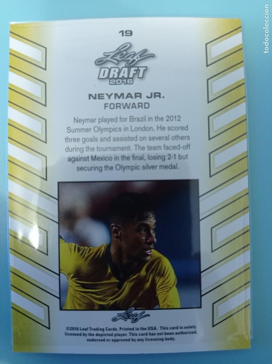 Cromos de f&uacute;tbol: LEAF DRAFT 2016 NEYMAR JR. #19 - Foto 2
